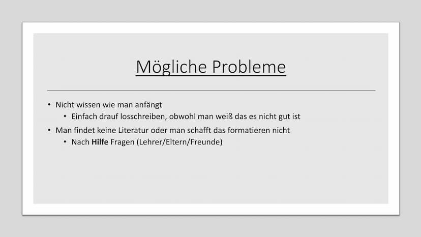 Eine Facharbeit
erarbeiten • Themenfindung
●
Zeitplan
●
●
Aufbau
●
Inhaltsverzeichnis
Recherchearbeit/Quellenfindung
Mögliche Probleme
Tipps