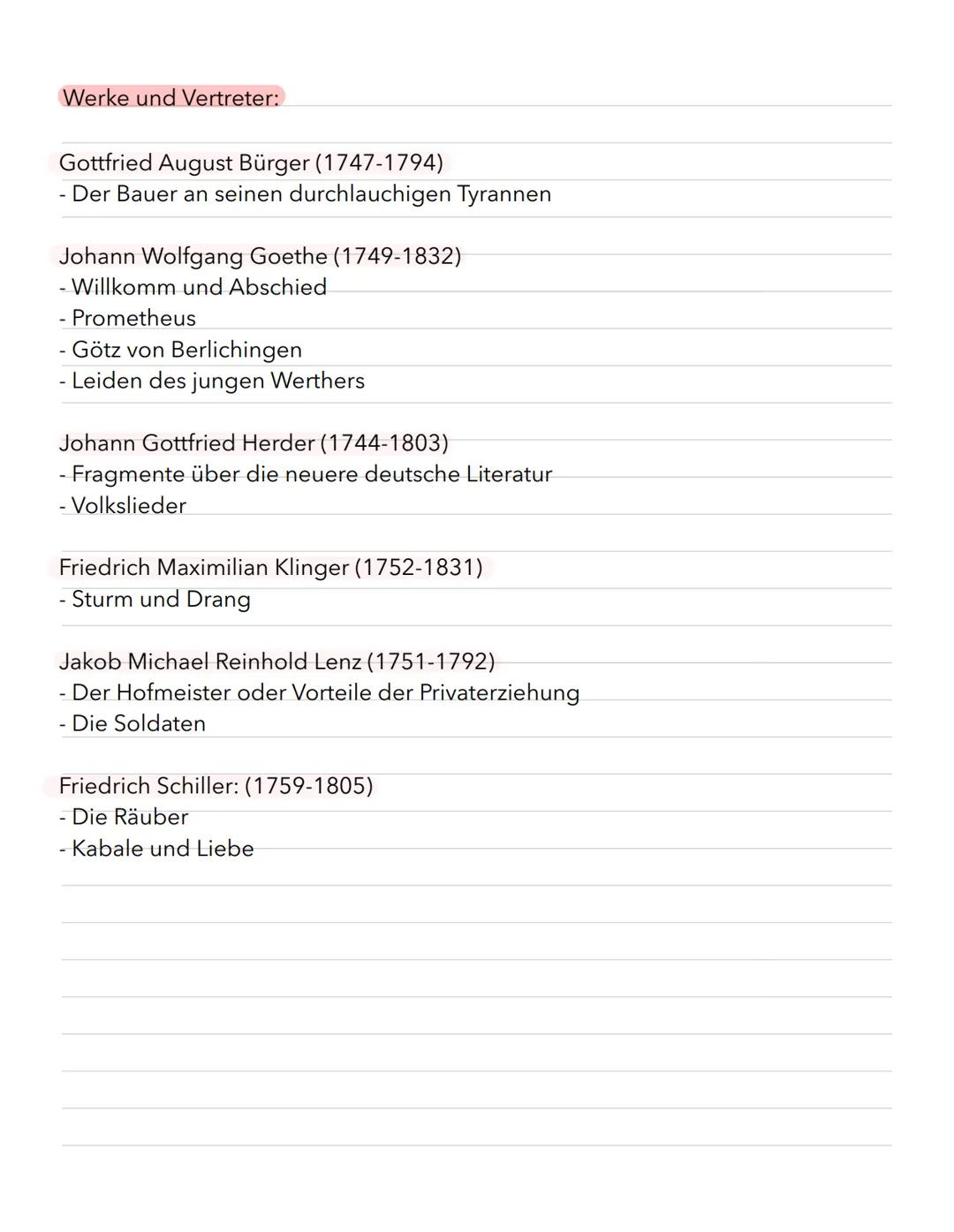 Aufklärung
(1720-1785)
-
Sturm und Drang
Sturm und Drang
(1767-1785)
Begri'ff:
Begriff geht auf Komödie ,,Sturm und Drang" von Friedrich Max