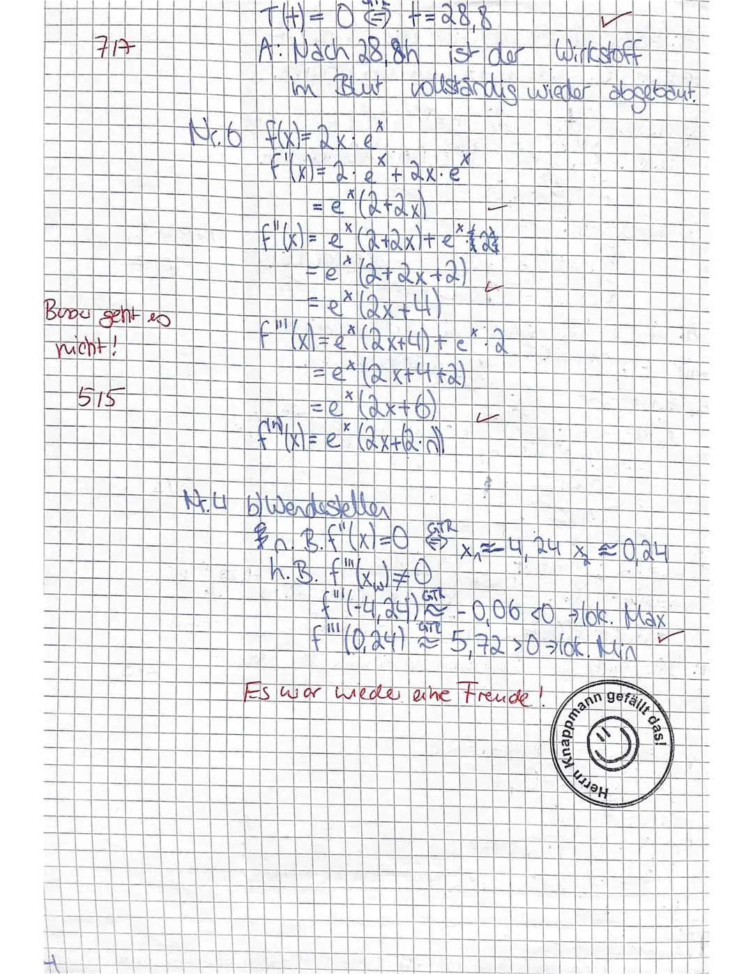 Mathe Q1
Checkliste:
4. Klausur
Name:
Prüfungsteil 1: ohne GTR, ohne Formelsammlung (max. 30 min.)
0
Lass bitte überall etwa 6cm Rand frei (