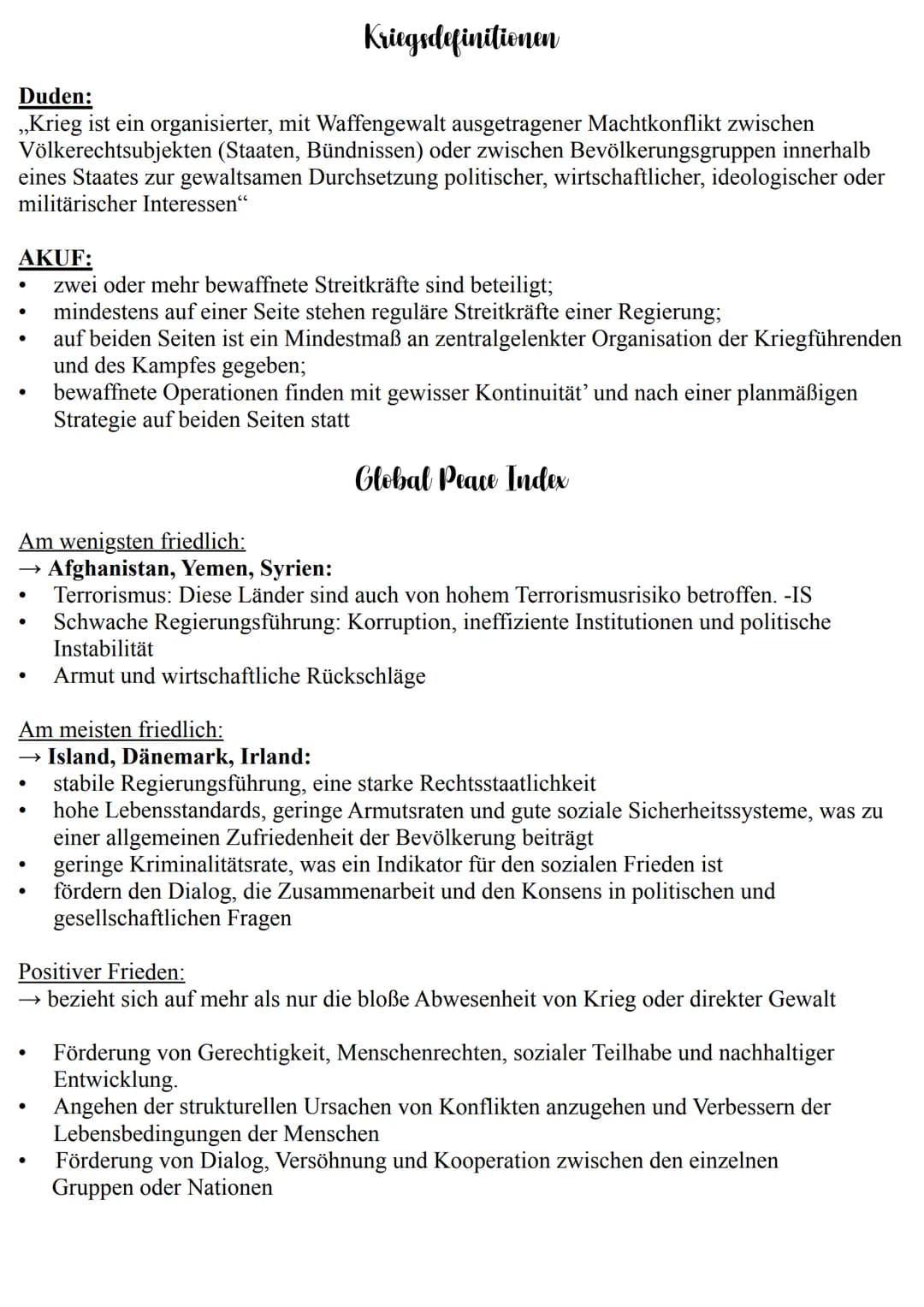 Internationale Konflikte
→ Welche Faktoren tragen zur Eskalation bzw. zur Deeskalation von Konfilkten bei?
Deeskalation: Kompromisse / Berei