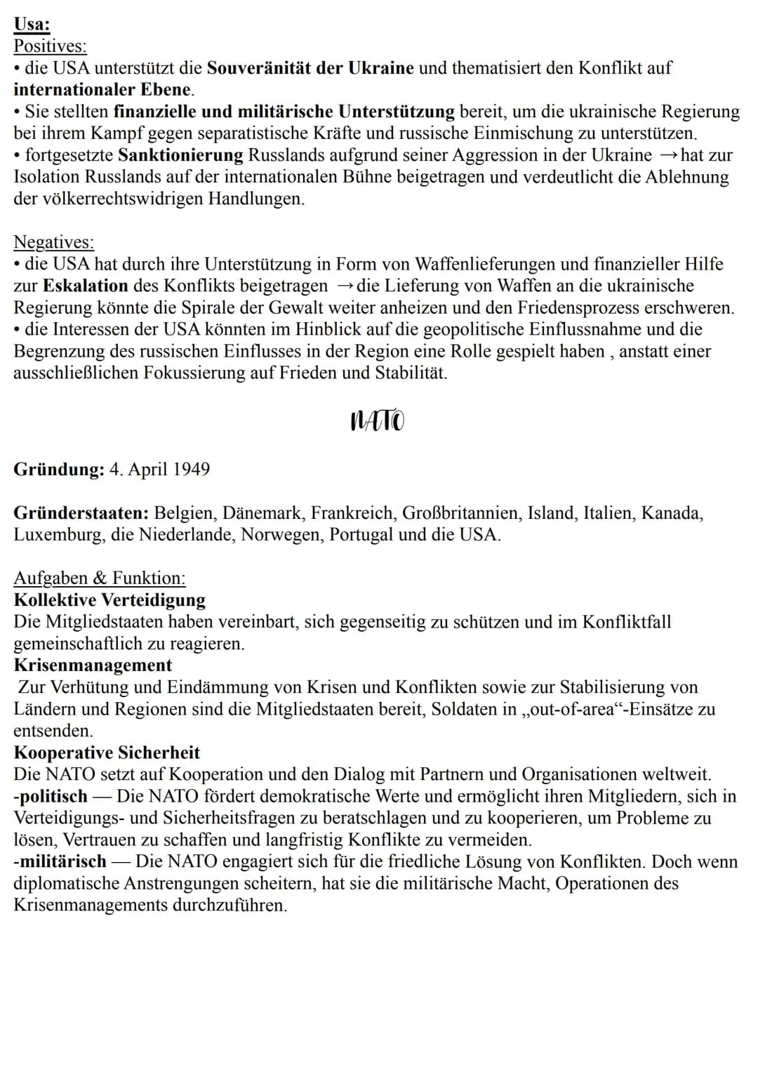 Internationale Konflikte
→ Welche Faktoren tragen zur Eskalation bzw. zur Deeskalation von Konfilkten bei?
Deeskalation: Kompromisse / Berei