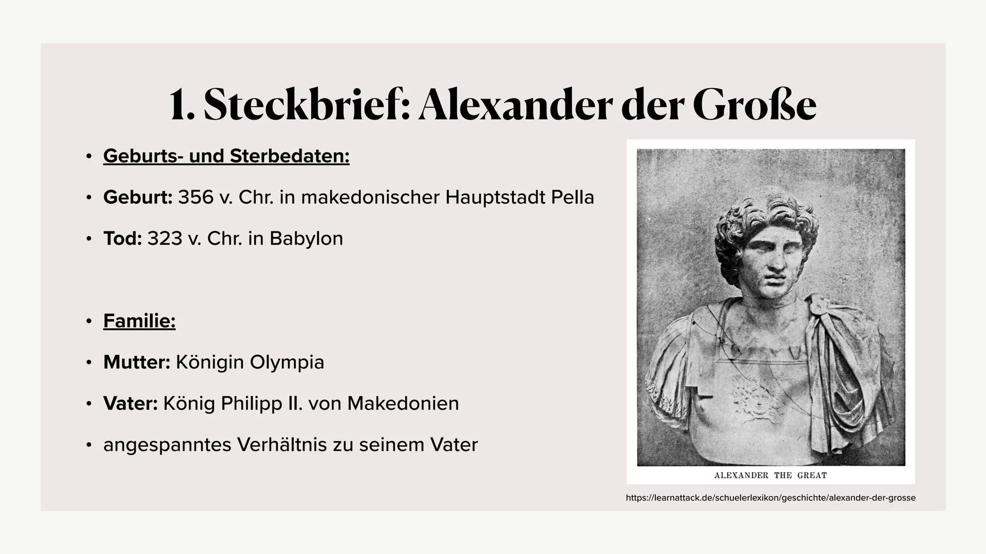 # Alexander der Große „Ich habe keine Angst vor einem Heer von
Löwen, das von einem Schaf angeführt wird.
Ich habe aber Angst vor einem Heer
