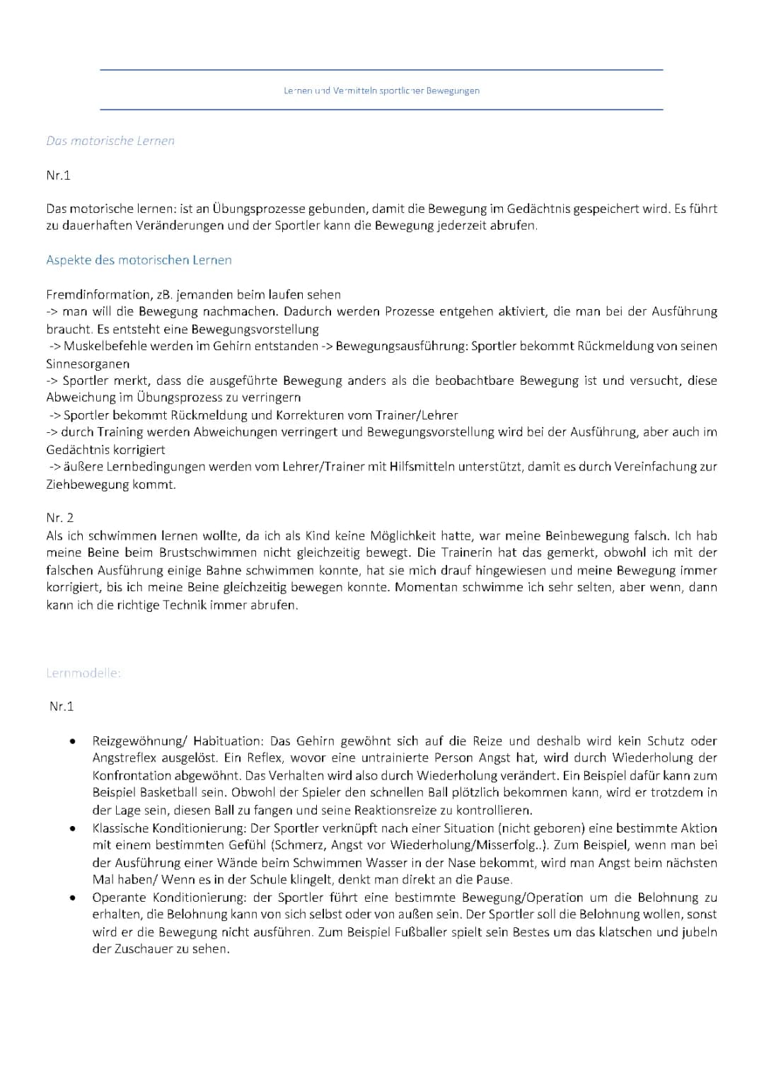 Motorisches Lernen und Sport: Ganzheitsmethode, Induktive und Deduktive Methoden