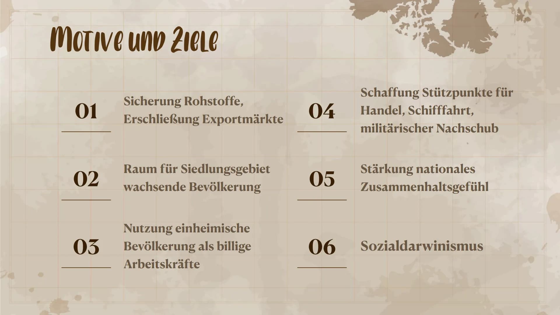 IMPERIALISMUS
1880 - 1914
L O
GLIeDeRung
1. Definition
2. Europäisierung der Welt
3. Formen des Imperialismus
4. Motive & Ziele
5. Krisen & 