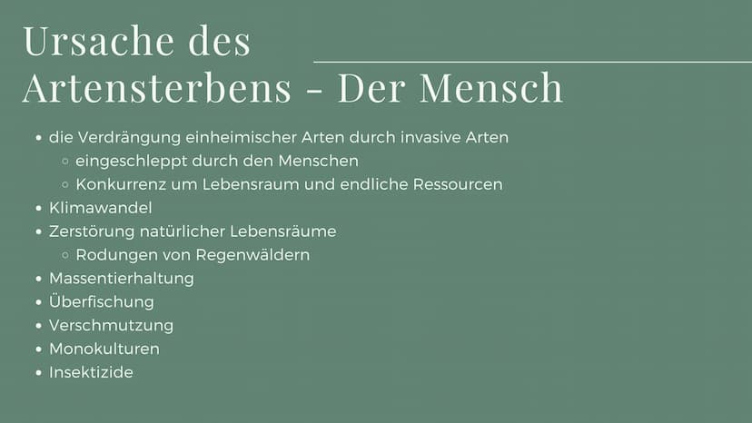 BIOLOGIE
Verlust der
Biodiversität Inhalt
• Was heißt Biodiversität?
● Ebenen von Biodiversität
• Warum ist Artenvielfalt wichtig?
• Ursache