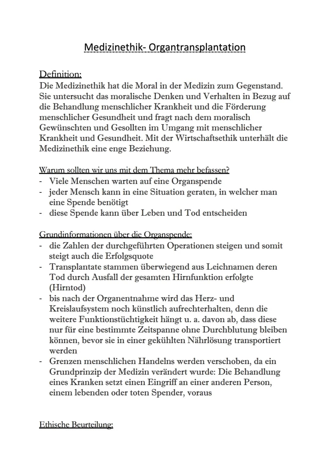 
<h2 id="definition">Definition</h2>
<p>Die Medizinethik befasst sich mit der Moral in der Medizin und untersucht das moralische Denken und 