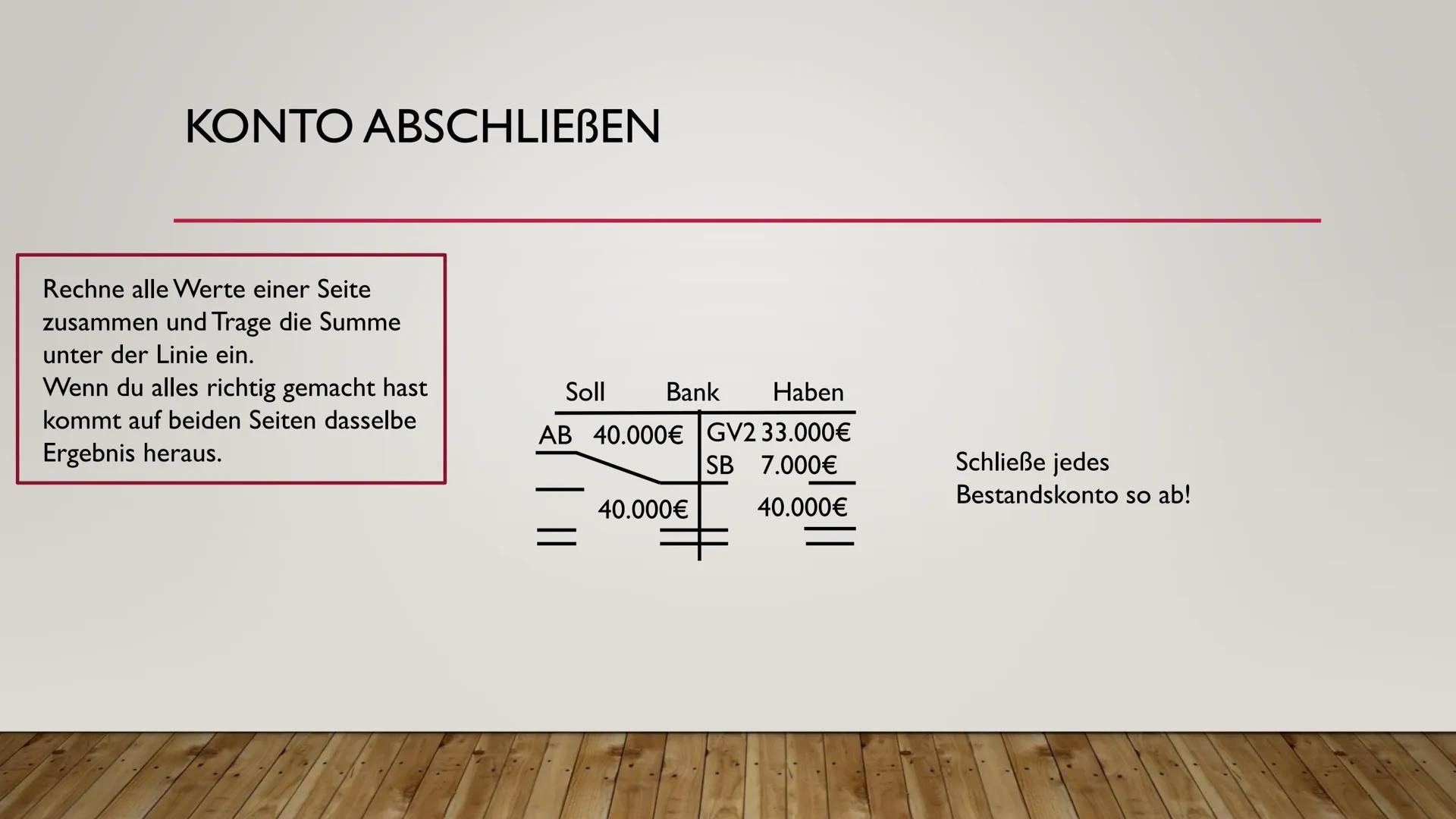 BESTANDSKONTEN
FÜR EINSTEIGER HIER LERNST DU:
●
●
Das erstellen von Bestandskonten anhand einer Eröffnungsbilanz
Die Führung dieser Konten
D