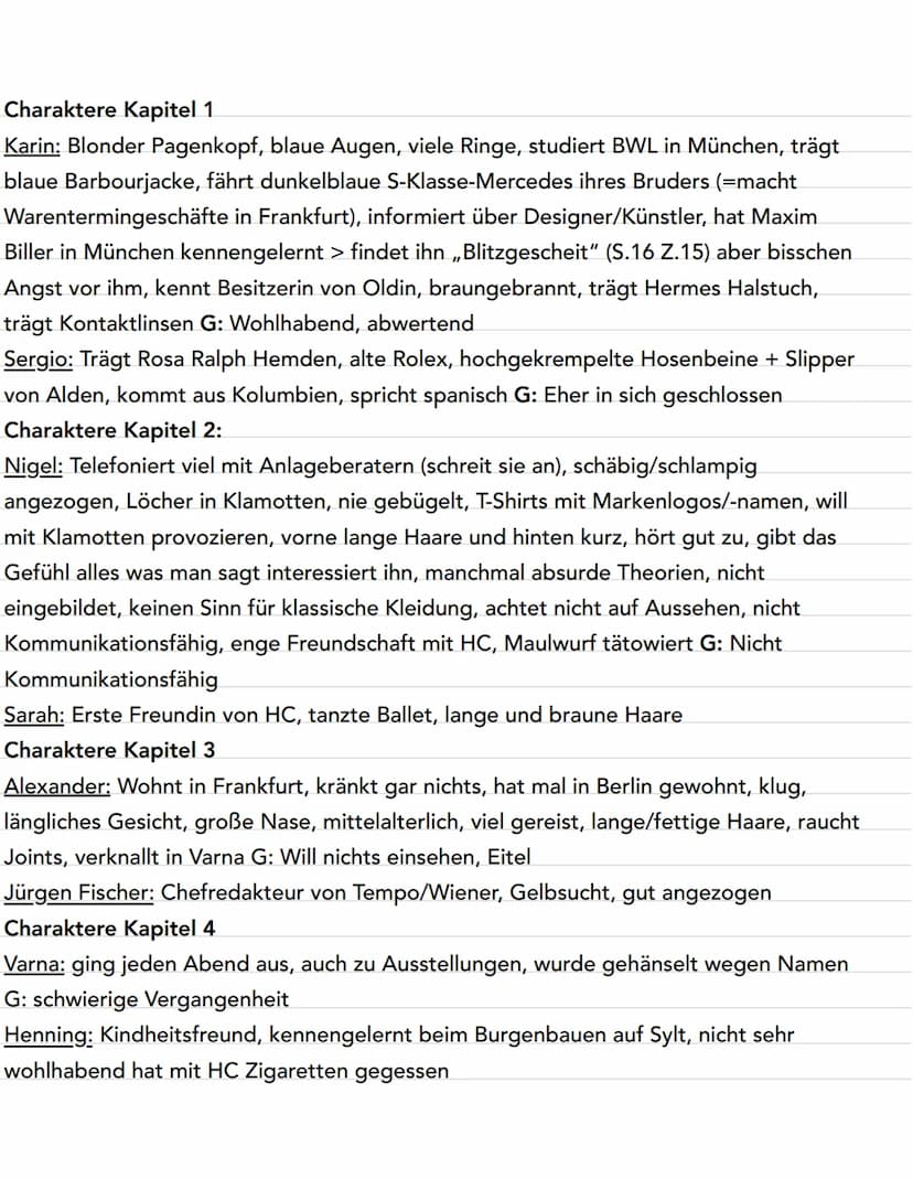 Buch Zusammenfassung ,,Faserland"
Kapitel 1 (S.13-24) Zusammenfassung: Reise startet auf Sylt, Hauptcharakter trinkt Jever,
hat sich mit Kar