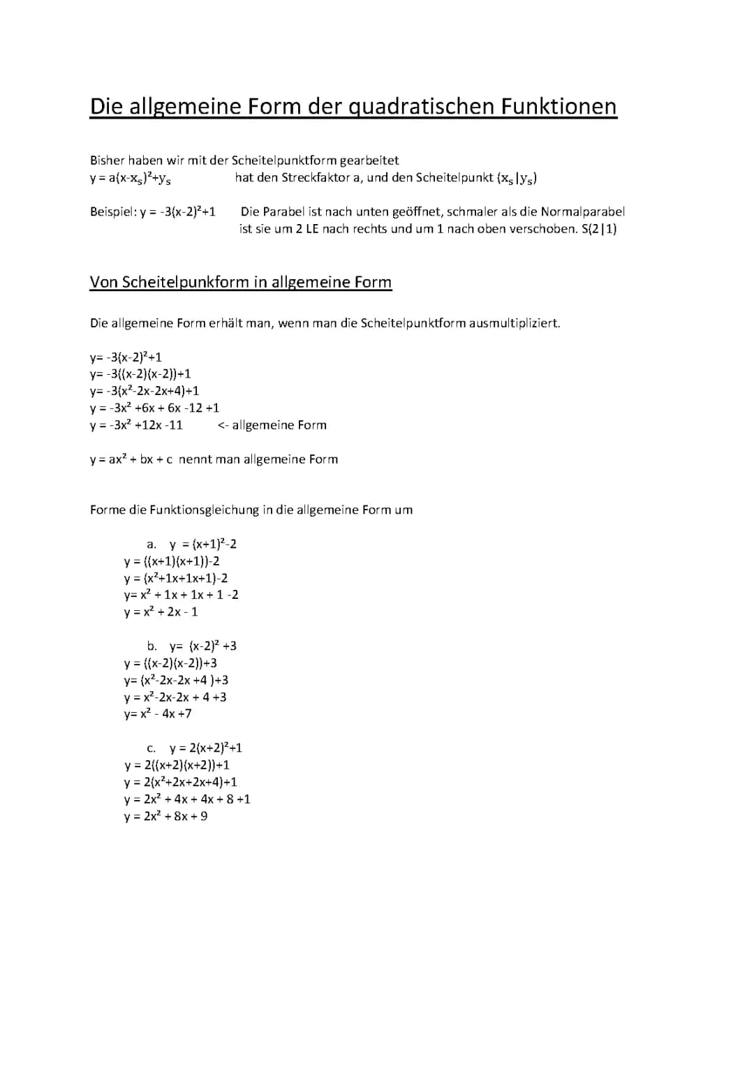 Quadratische Funktionen 