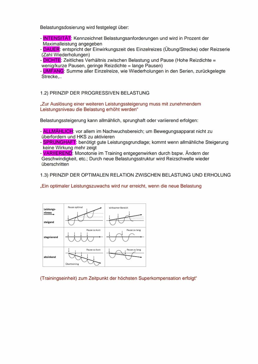 Allgemeine Gesetzmäßigkeiten und Trainingsprinzipien
1) QUALITÄTSGESETZ
,,Spezifische Reize bewirken spezifische Anpassungsreaktionen"
2) HO