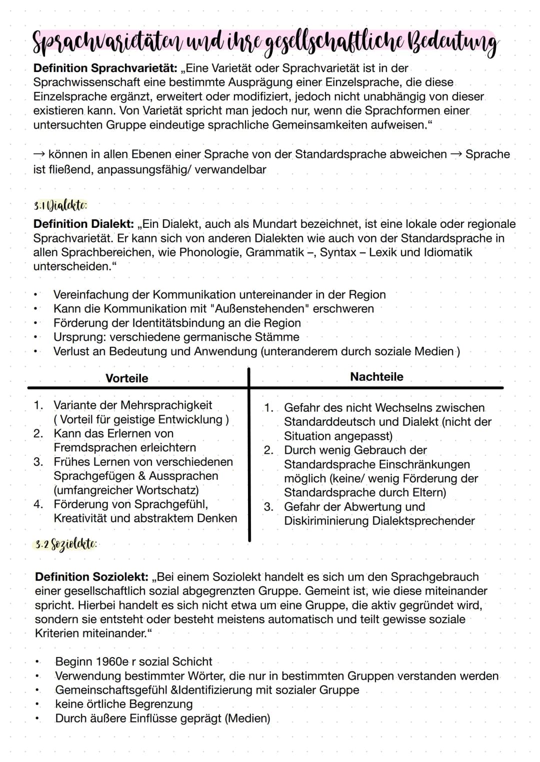 Sprachvarietäten und ihre gesellschaftliche Bedeutung
Definition Sprachvarietät: ,,Eine Varietät oder Sprachvarietät ist in der
Sprachwissen