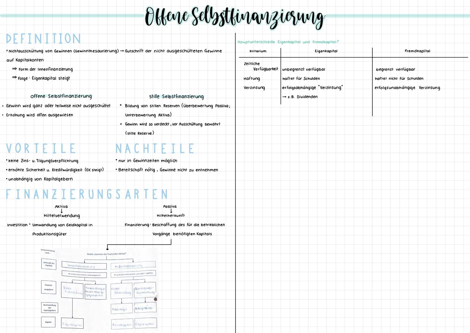 # Offene Selbstfinanzierung

DEFINITION
- Nichtausschüttung von Gewinnen (Gewinnthesaurierung) → Gutschrift der nicht ausgeschütteten Gewinn