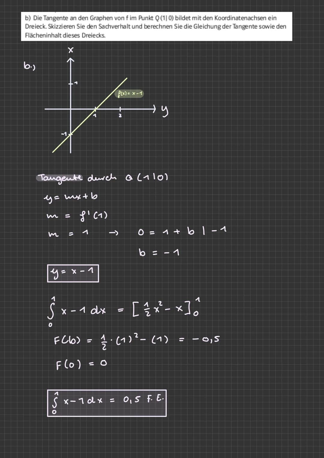 Hausaufgabe
1 Gegeben ist die natürliche Logarithmusfunktion f mit f(x) = In(x).
a) Bestimmen Sie den Wert der Ableitung an der Stelle x = e