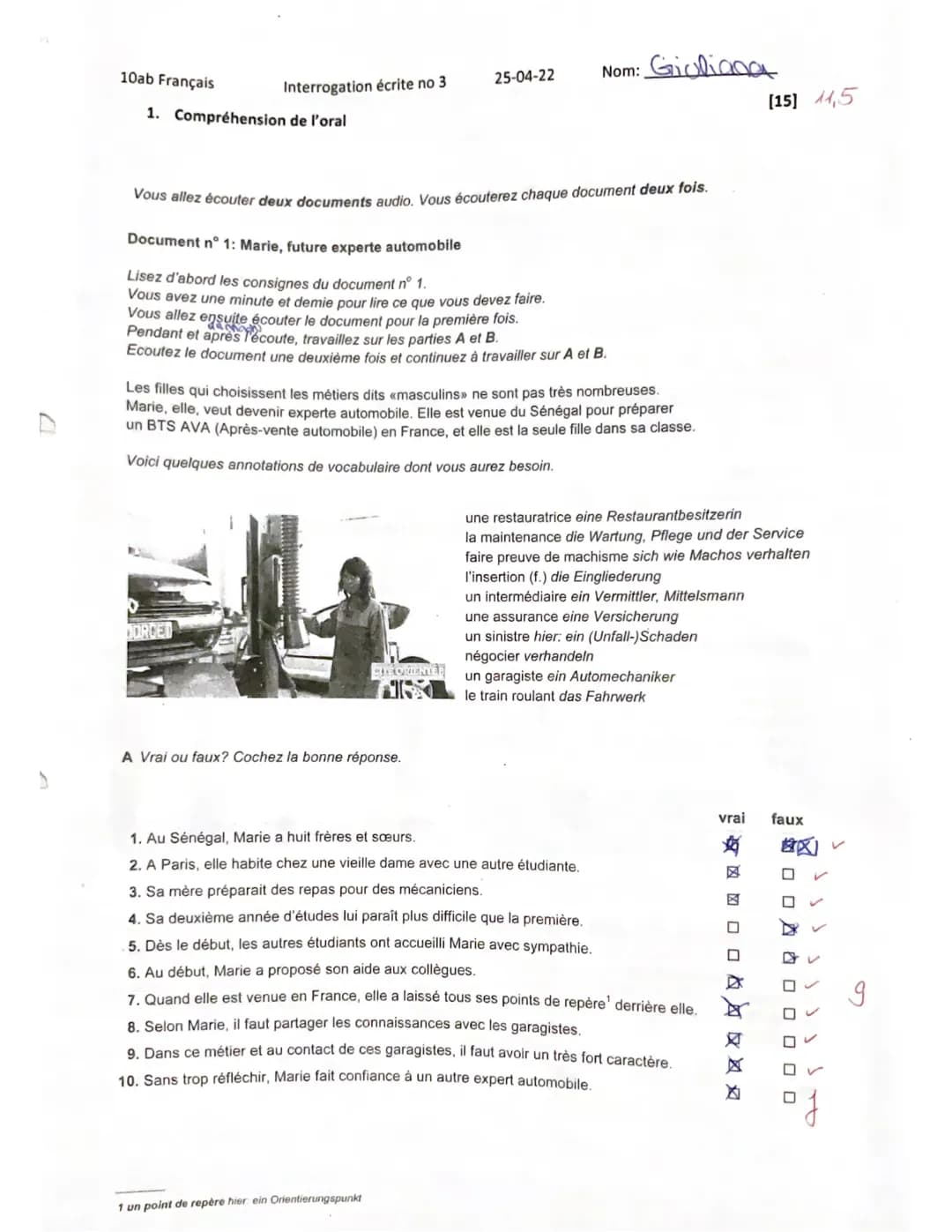 10ab Français
Interrogation écrite no 3
1. Compréhension de l'oral
DORCET
Vous allez écouter deux documents audio. Vous écouterez chaque doc