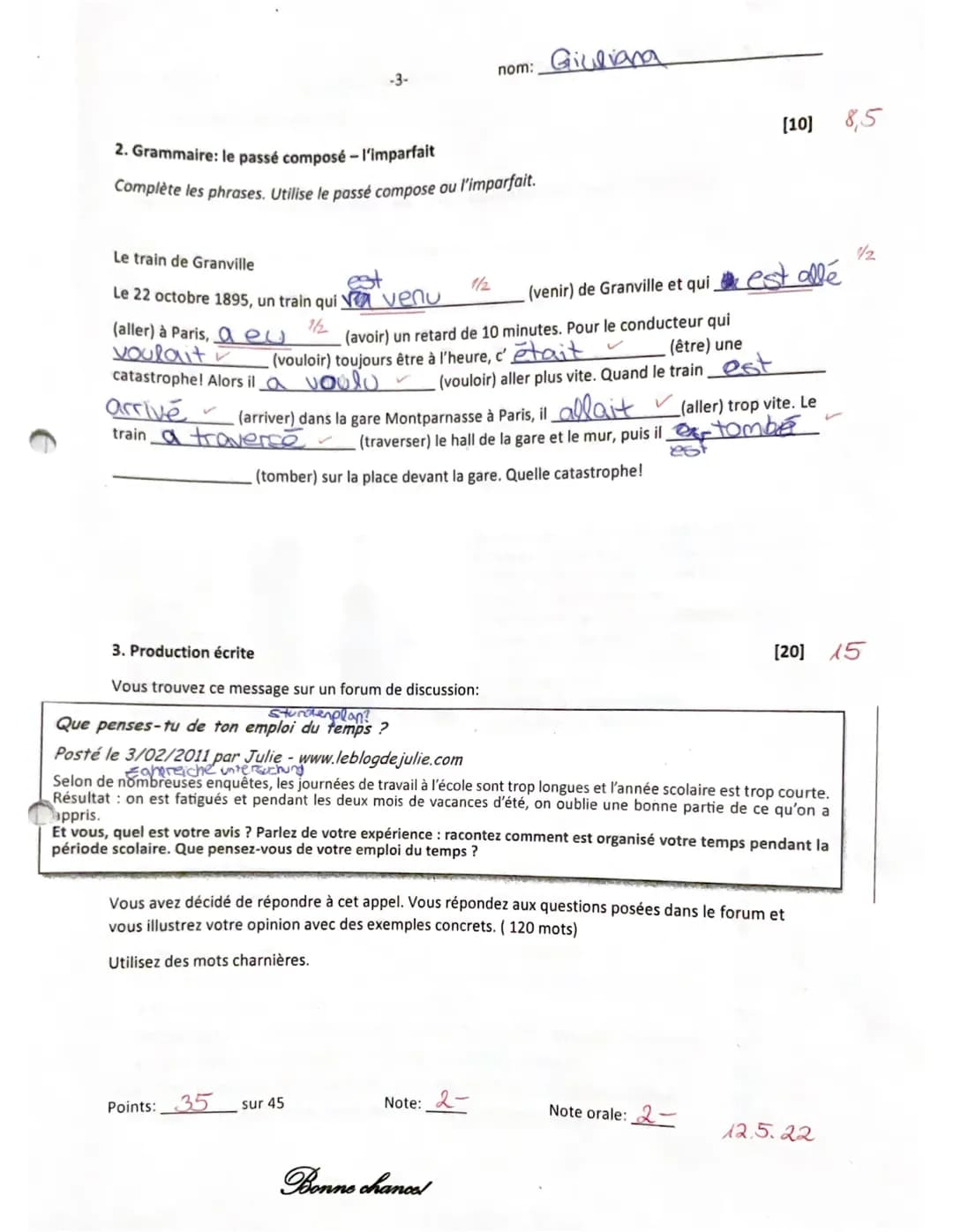 10ab Français
Interrogation écrite no 3
1. Compréhension de l'oral
DORCET
Vous allez écouter deux documents audio. Vous écouterez chaque doc