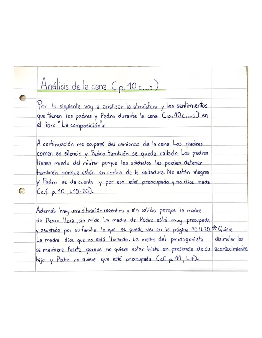 Análisis de la cena C p.10 c...).
Por lo siguiente voy a analizar la atmósfera y los sentimientos
• tienen los padres y Pedro durante la cen