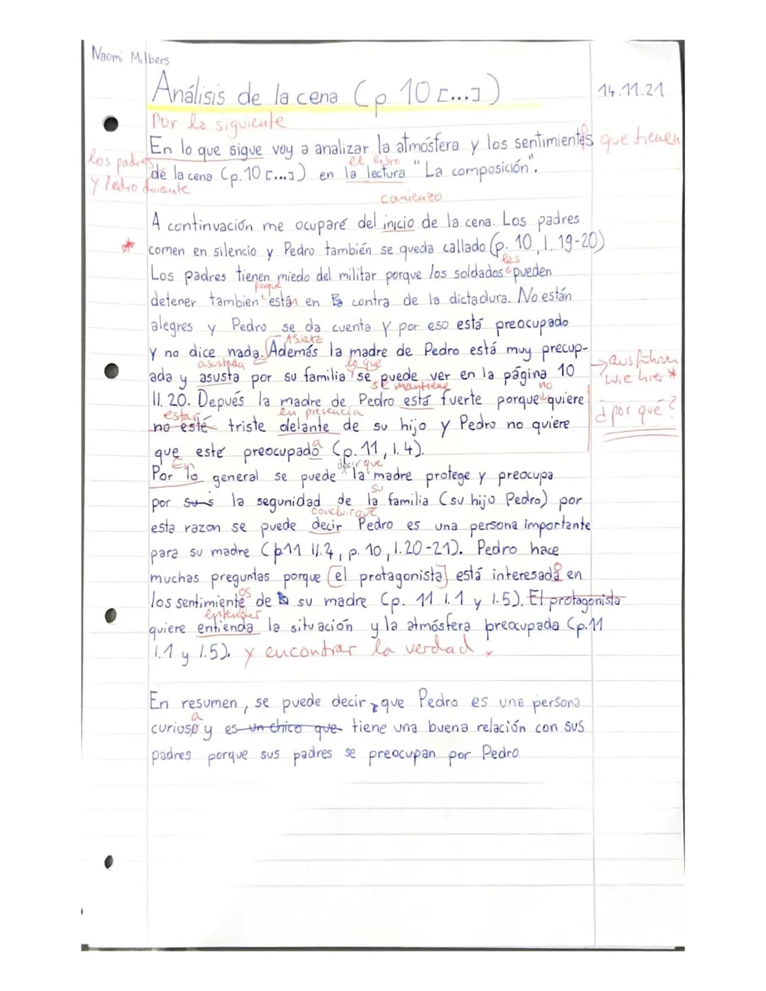 Análisis de la cena C p.10 c...).
Por lo siguiente voy a analizar la atmósfera y los sentimientos
• tienen los padres y Pedro durante la cen
