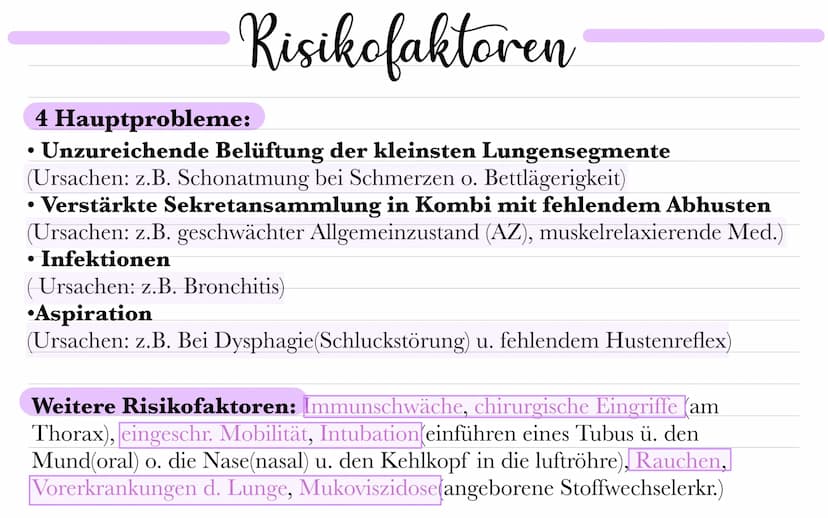 Pneumonieprophylaxe
=> Lungenentzündung,
Entzündung des Lungengewebes
(Lungenparenchyms) durch infektiöse, allergische o . physikal-
isch-ch