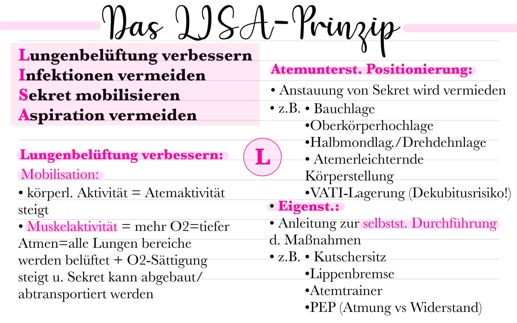 Pneumonieprophylaxe
=> Lungenentzündung,
Entzündung des Lungengewebes
(Lungenparenchyms) durch infektiöse, allergische o . physikal-
isch-ch