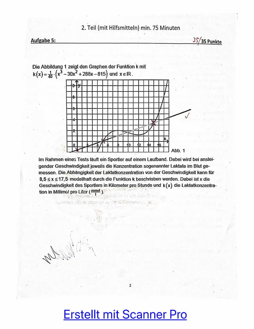1. Teil (ohne Hilfsmittel) max. 25 Minuten
Aufgabe 1:
Gegeben ist die Funktion f mit f(x) = -0,5x³ + 3x².
Bestimmen Sie das Krümmungsverhalt