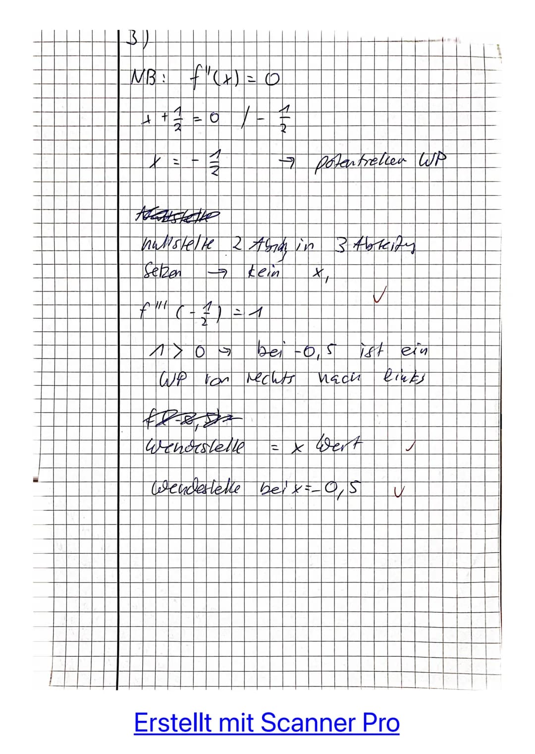 1. Teil (ohne Hilfsmittel) max. 25 Minuten
Aufgabe 1:
Gegeben ist die Funktion f mit f(x) = -0,5x³ + 3x².
Bestimmen Sie das Krümmungsverhalt