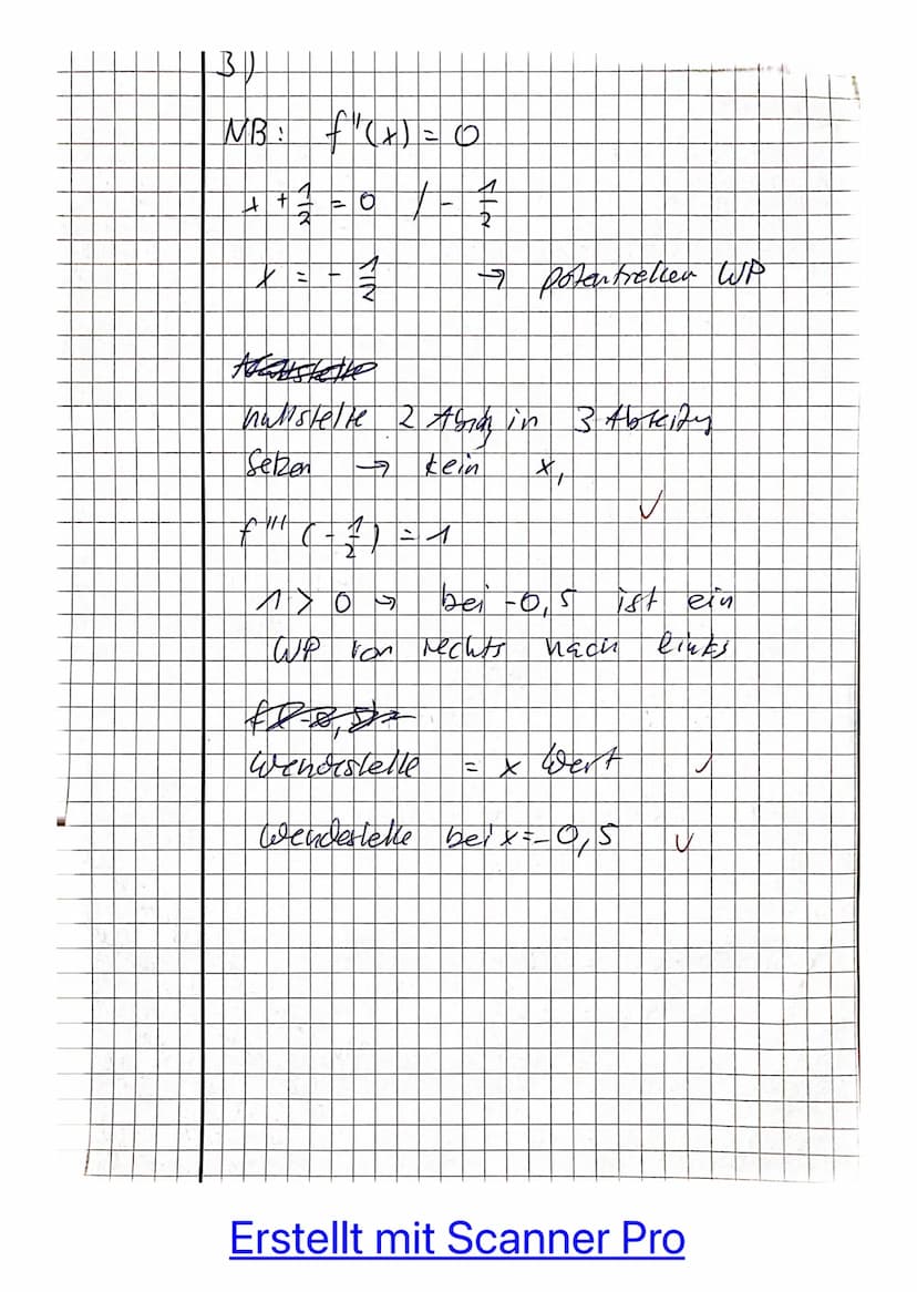 1. Teil (ohne Hilfsmittel) max. 25 Minuten
Aufgabe 1:
Gegeben ist die Funktion f mit f(x) = -0,5x³ + 3x².
Bestimmen Sie das Krümmungsverhalt