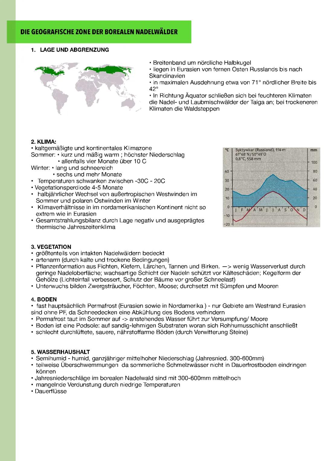 Bolearer Nadelwald/ subpolare Klimazone Steckbrief Charakterisierung Klimazonen