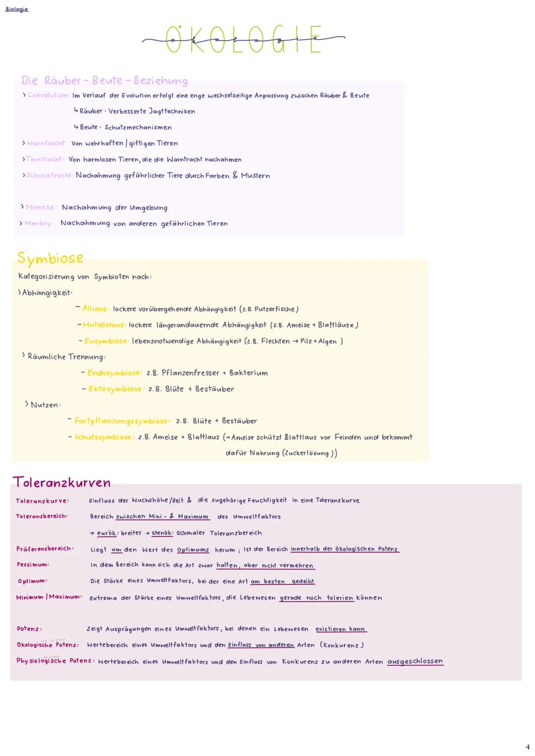 Biologie
Toleranzkurven
Toleranzkurve:
Toleranzbereich:
Präferenzbereich:
Pessimum:
Optimum:
Minimum Maximum:
Potenz:
Zeigt Ausprägungen ein