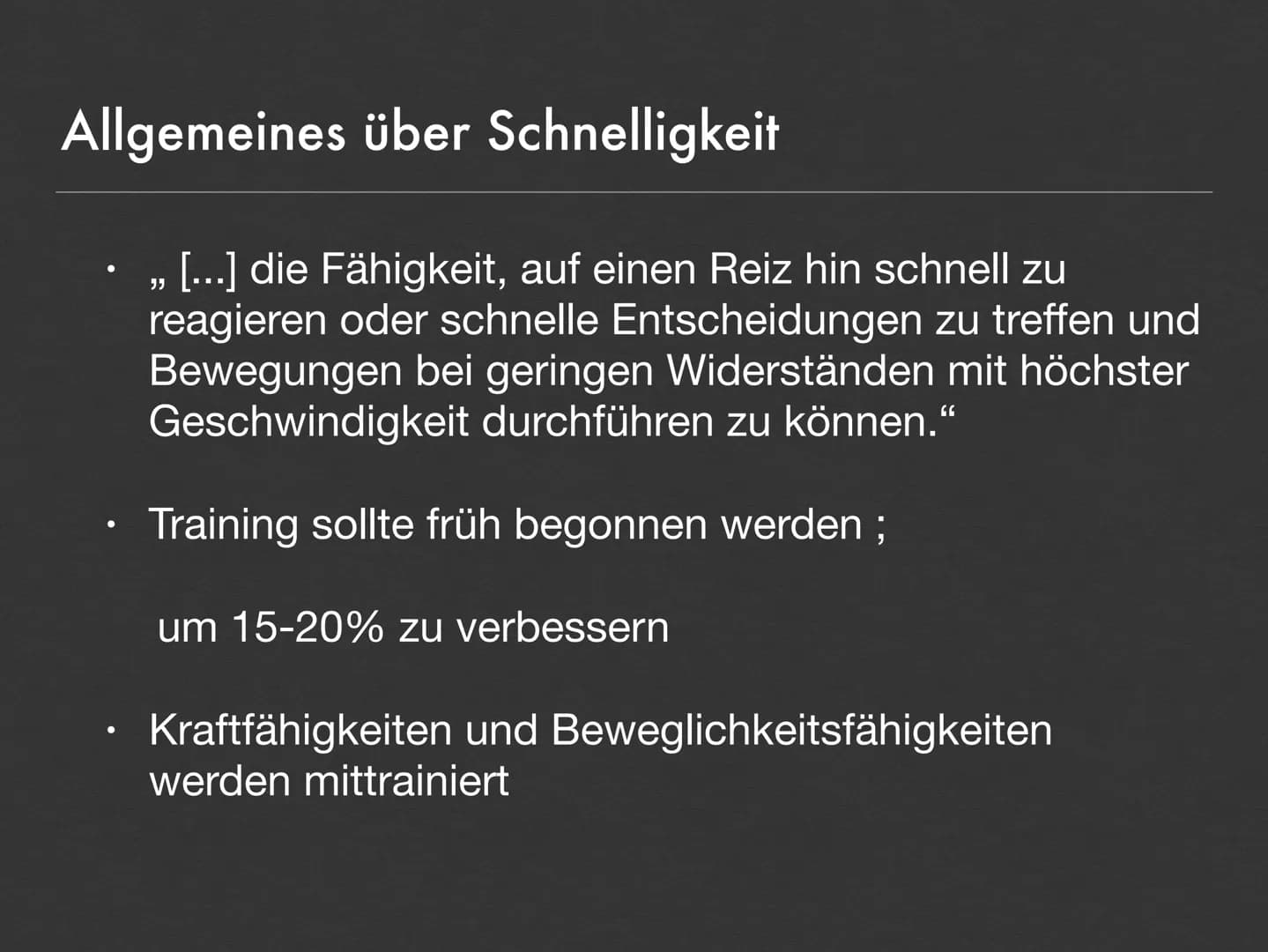 KATA
Abou
5
Schnelligkeit
T--
- Gliederung
1. Allgemeines
2.
Schnelligkeitsleistungen
●
●
Beispiele
Trainingsmethoden Allgemeines über Schne