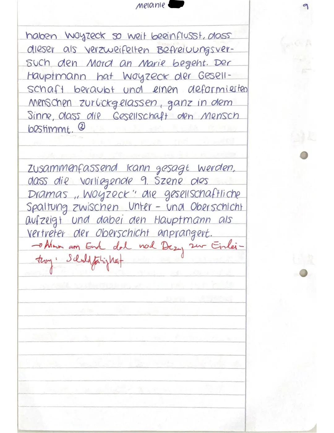 J1 - Deutsch Leistungsfach: Klausur Nr. 3 25.3.20228
Melanie
Interpretation einer Dramenszene mit Zusatzaufgabe
Thema Georg Büchner: Woyzeck