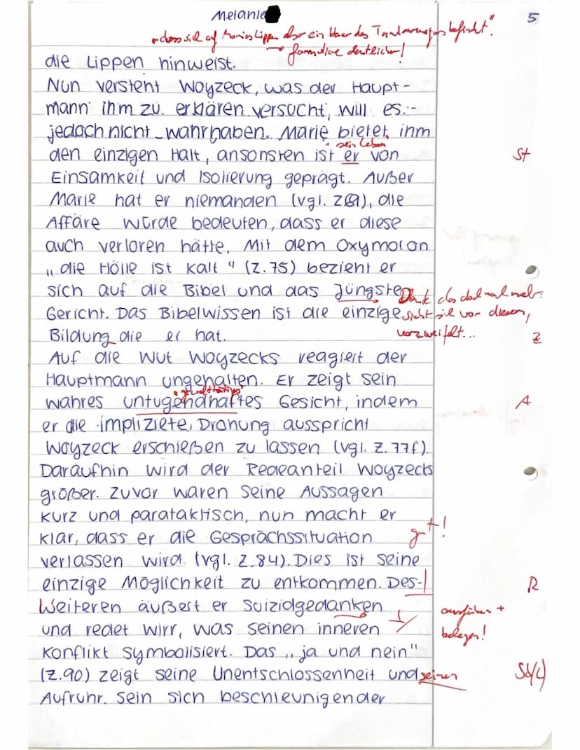 J1 - Deutsch Leistungsfach: Klausur Nr. 3 25.3.20228
Melanie
Interpretation einer Dramenszene mit Zusatzaufgabe
Thema Georg Büchner: Woyzeck