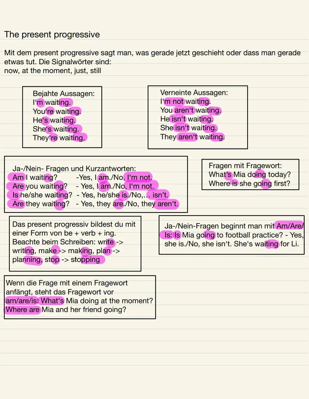 Englisch The simple Present
Mit dem simple present drückt man aus, was wiederholt
oder nie geschieht. Es steht häufig mit den
Signalwörtern: