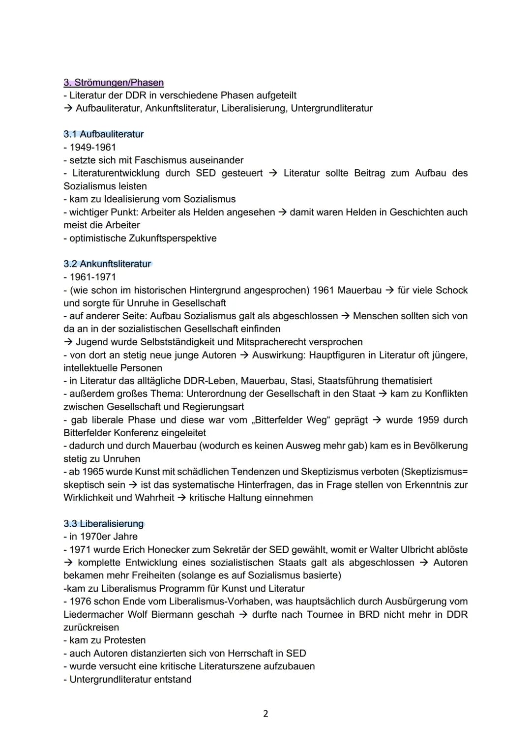 Handout von Sarah Grabow & Lana Schön
"Unter dem Begriff der DDR-
Literatur werden alle
geschriebenen Werke
zusammengefasst, die ab 1945
in 