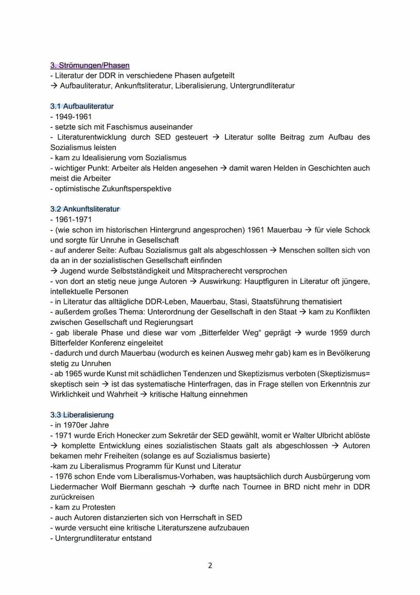 Handout von Sarah Grabow & Lana Schön
"Unter dem Begriff der DDR-
Literatur werden alle
geschriebenen Werke
zusammengefasst, die ab 1945
in 