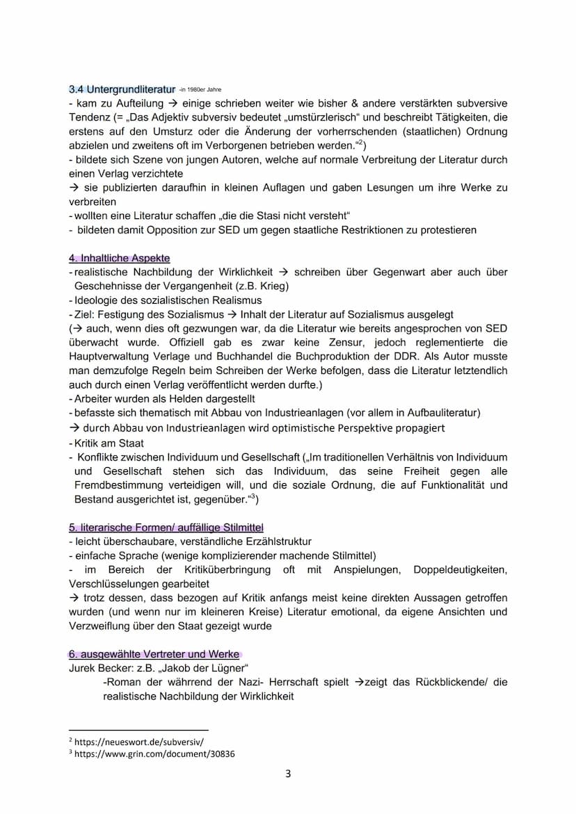 Handout von Sarah Grabow & Lana Schön
"Unter dem Begriff der DDR-
Literatur werden alle
geschriebenen Werke
zusammengefasst, die ab 1945
in 