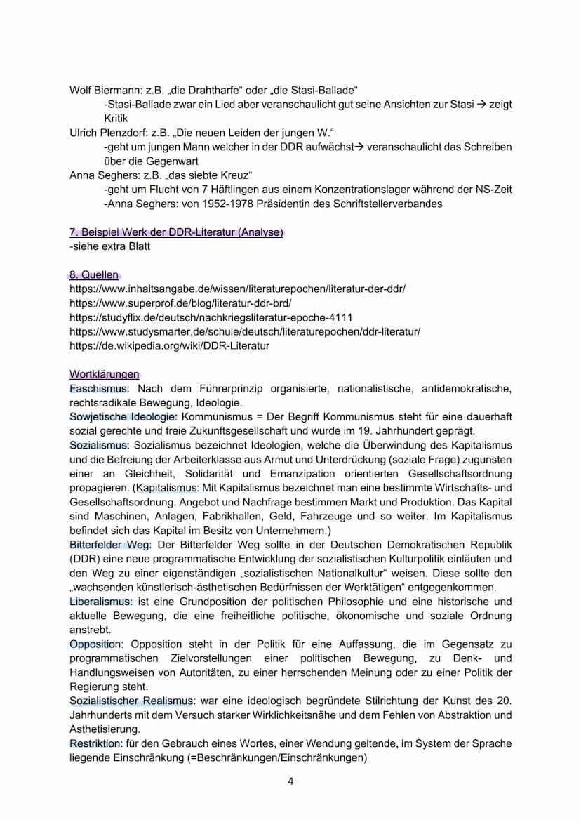 Handout von Sarah Grabow & Lana Schön
"Unter dem Begriff der DDR-
Literatur werden alle
geschriebenen Werke
zusammengefasst, die ab 1945
in 