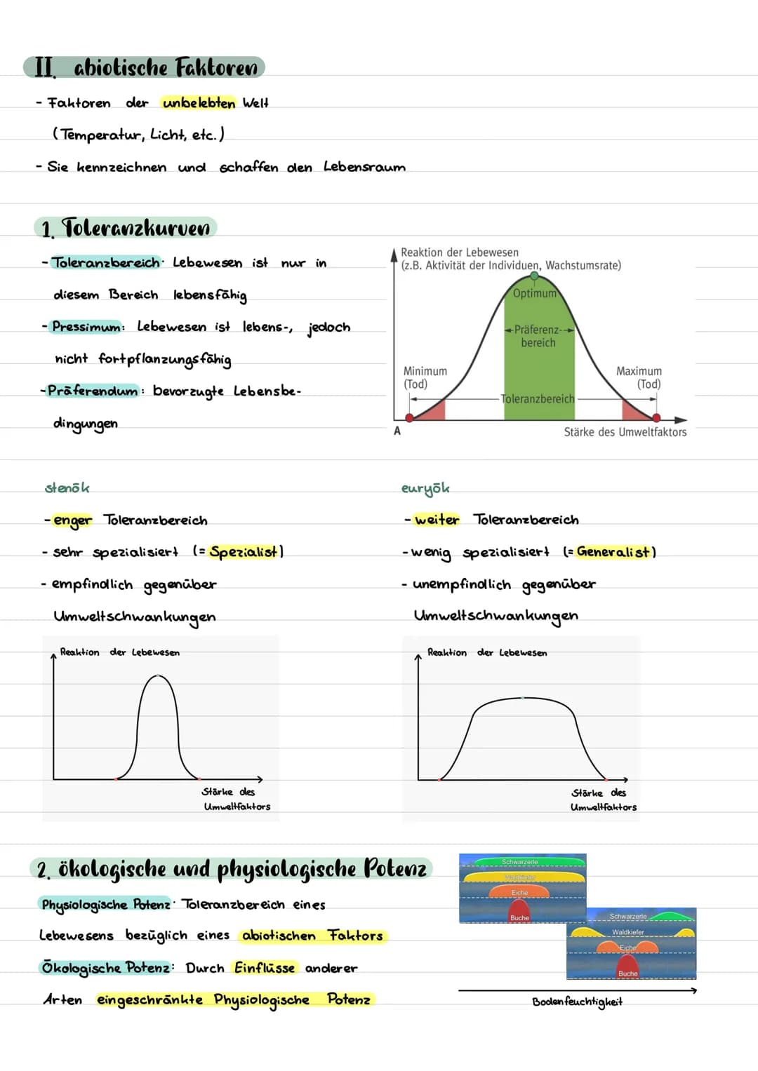 Inhalt
I. Begriffe
II. abiotische Faktoren
1. Toleranzkurven
ste nök / euryok
2. Ökologische und physiologische Potenz
3. Temperatur
Homoiot