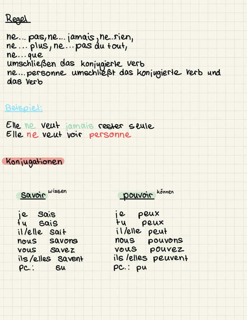 Die Objekt pronomen le, la, les & lui, leur
Verb Objekt → le/la /les (Wen?/was?)
Verb à Objekt
→ lui/leur (Wem?)
au
aux
Beispiel:
Je rencont