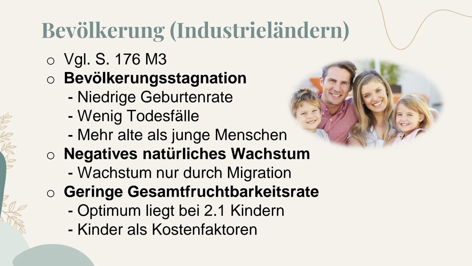 Bevölkerungsentwicklung
und Migration Inhaltsverzeichnis
1) Probleme und Herausforderungen
(vgl. S. 176 f)
2) Entwicklung der Weltbevölkerun