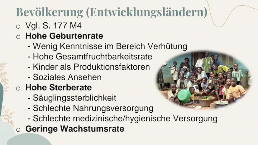 Bevölkerungsentwicklung
und Migration Inhaltsverzeichnis
1) Probleme und Herausforderungen
(vgl. S. 176 f)
2) Entwicklung der Weltbevölkerun