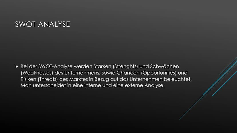 Definition:
SWOT-Analyse:
Marketing-Mix:
Unter Marketing versteht man die Gesamtheit der Maßnahmen/Aktivitäten von
Unternehmen, die das Ziel