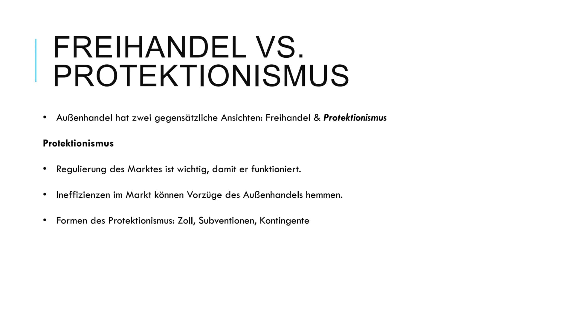 FREIHANDEL Freihandel
1) Definition
Der Freihandel ist ein „Grundsatz des Liberalismus, nach dem der
Wohlstand aller Länder am größten ist, 