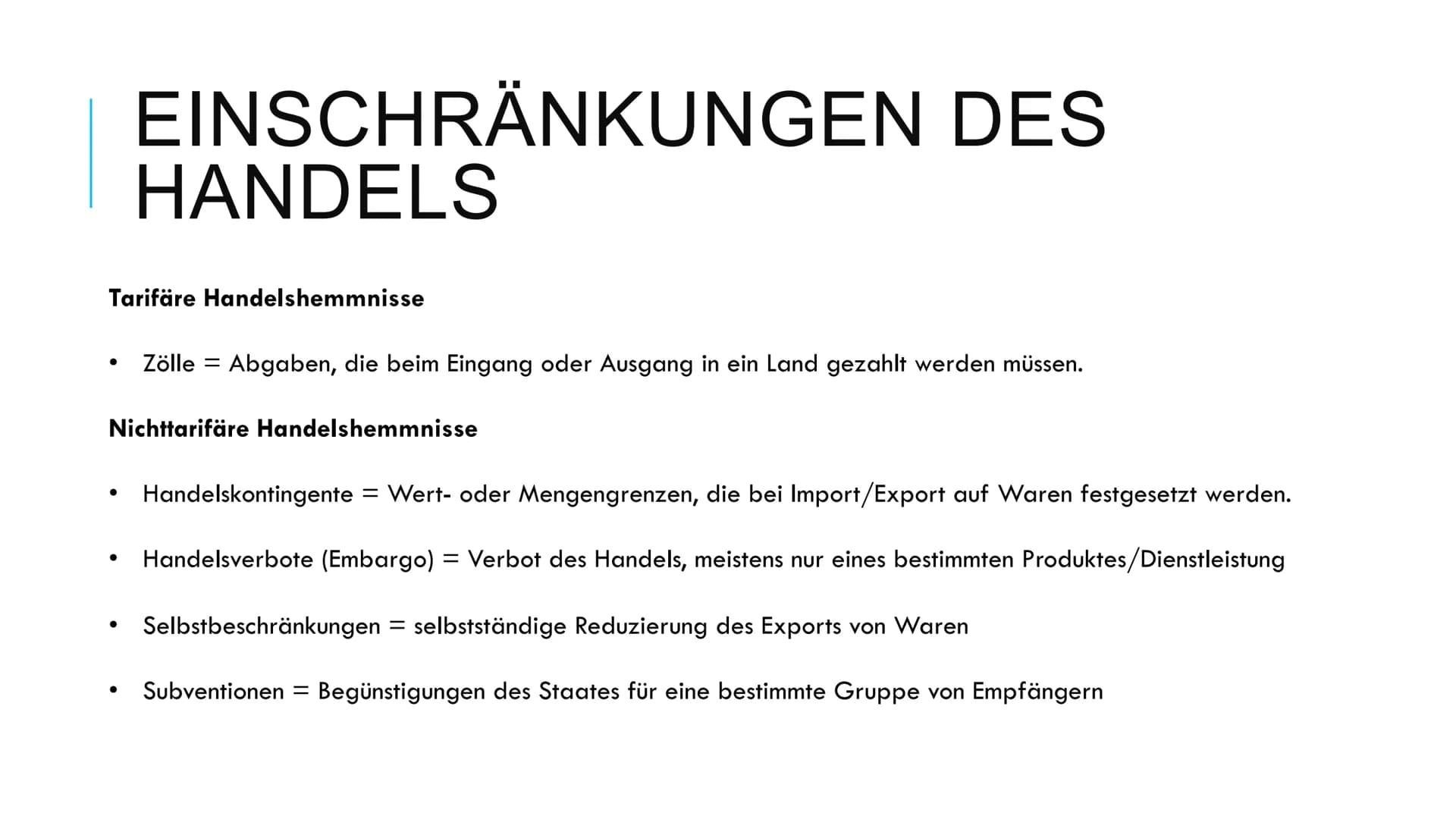 FREIHANDEL Freihandel
1) Definition
Der Freihandel ist ein „Grundsatz des Liberalismus, nach dem der
Wohlstand aller Länder am größten ist, 