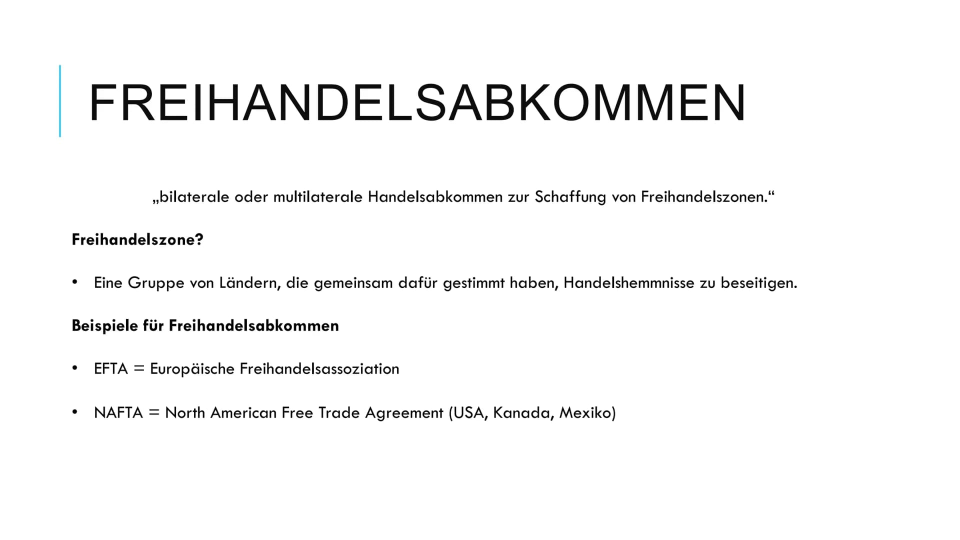 FREIHANDEL Freihandel
1) Definition
Der Freihandel ist ein „Grundsatz des Liberalismus, nach dem der
Wohlstand aller Länder am größten ist, 