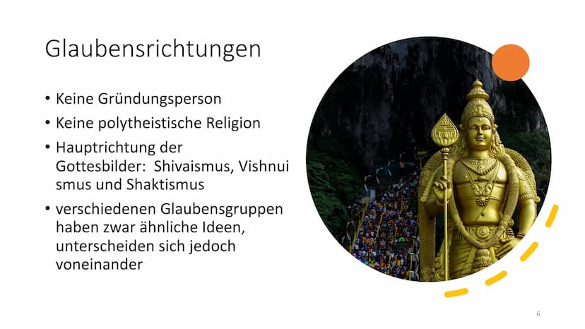 Allgemeines
Eine der 5 Weltreligionen
• Rund 900 Millionen Anhänger
3. größte Religion der Erde
Ursprung in Indien
wichtige Gottheiten: Vish