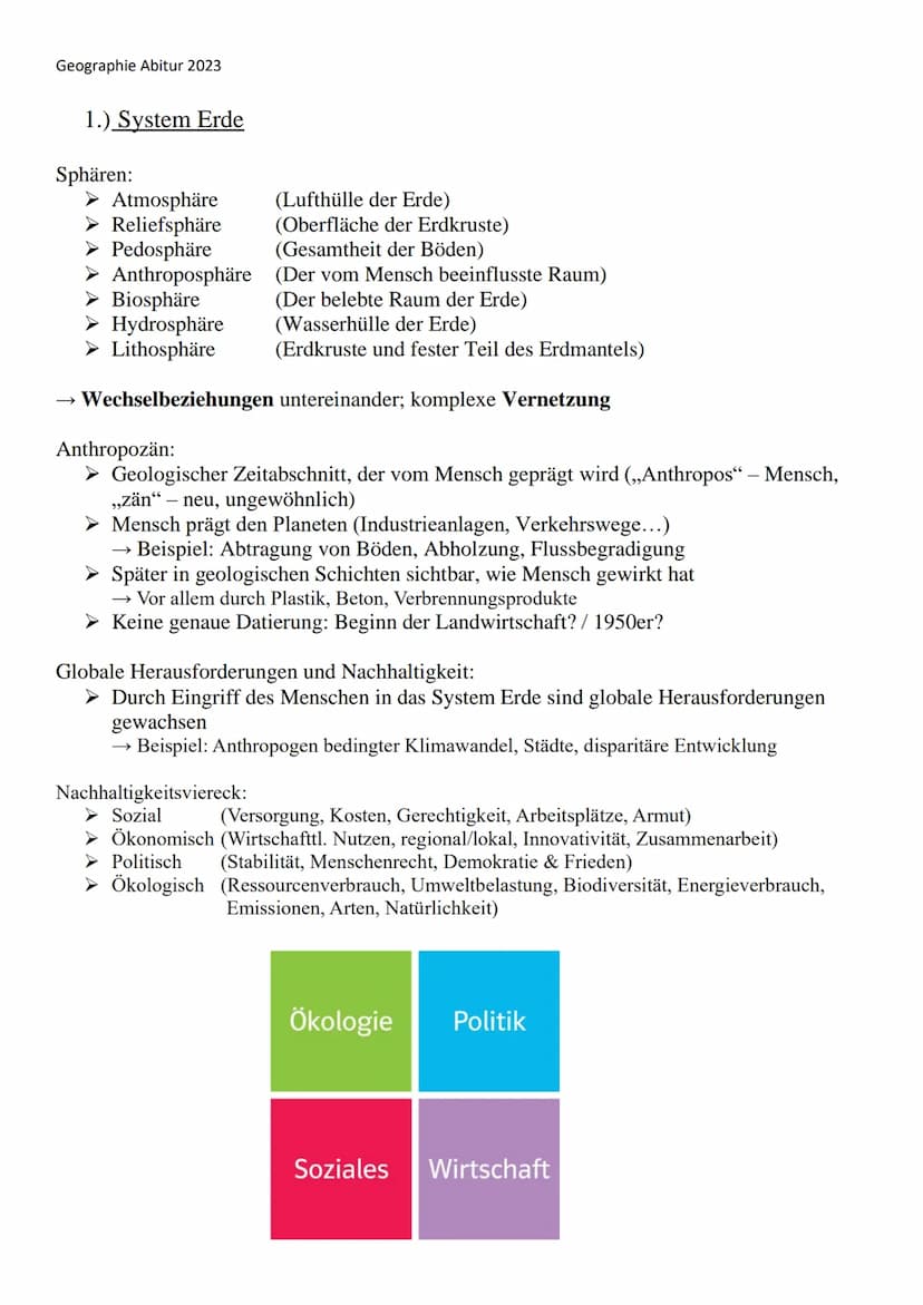 Geographie Abitur 2023
OK!
N
GEOGRAPHY
alg
all landf
GRU
Geographie Abitur 2023
Lernzettel
GEO Geographie Abitur 2023
Gliederung:
1.) System