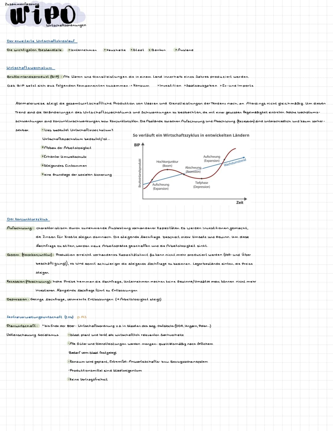 Zusammenfassung
wipo
Die Planwirtschaft und die freie Marktwirtschaft
Es wird ein zentraler Plan festgelegt, der die wirtschaftliche Tätigke