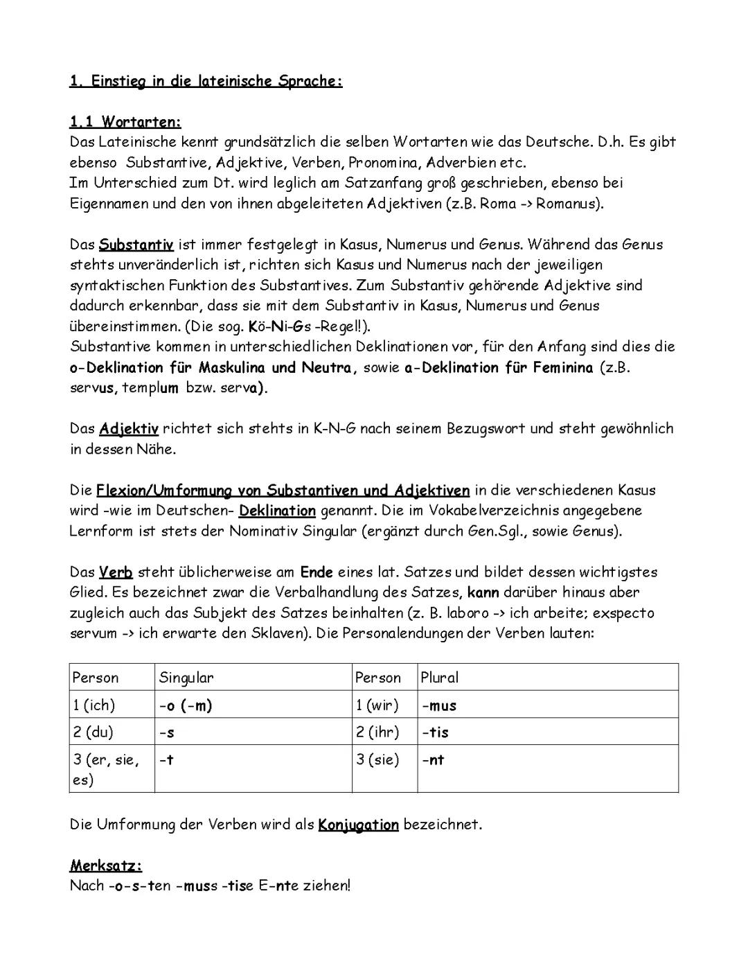 Deklinationen Latein: Tabellen und Übungen für A-, O- und 3-Deklination