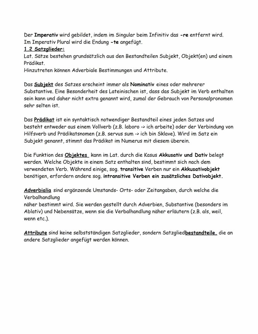 1. Einstieg in die lateinische Sprache:
1.1 Wortarten:
Das Lateinische kennt grundsätzlich die selben Wortarten wie das Deutsche. D.h. Es gi