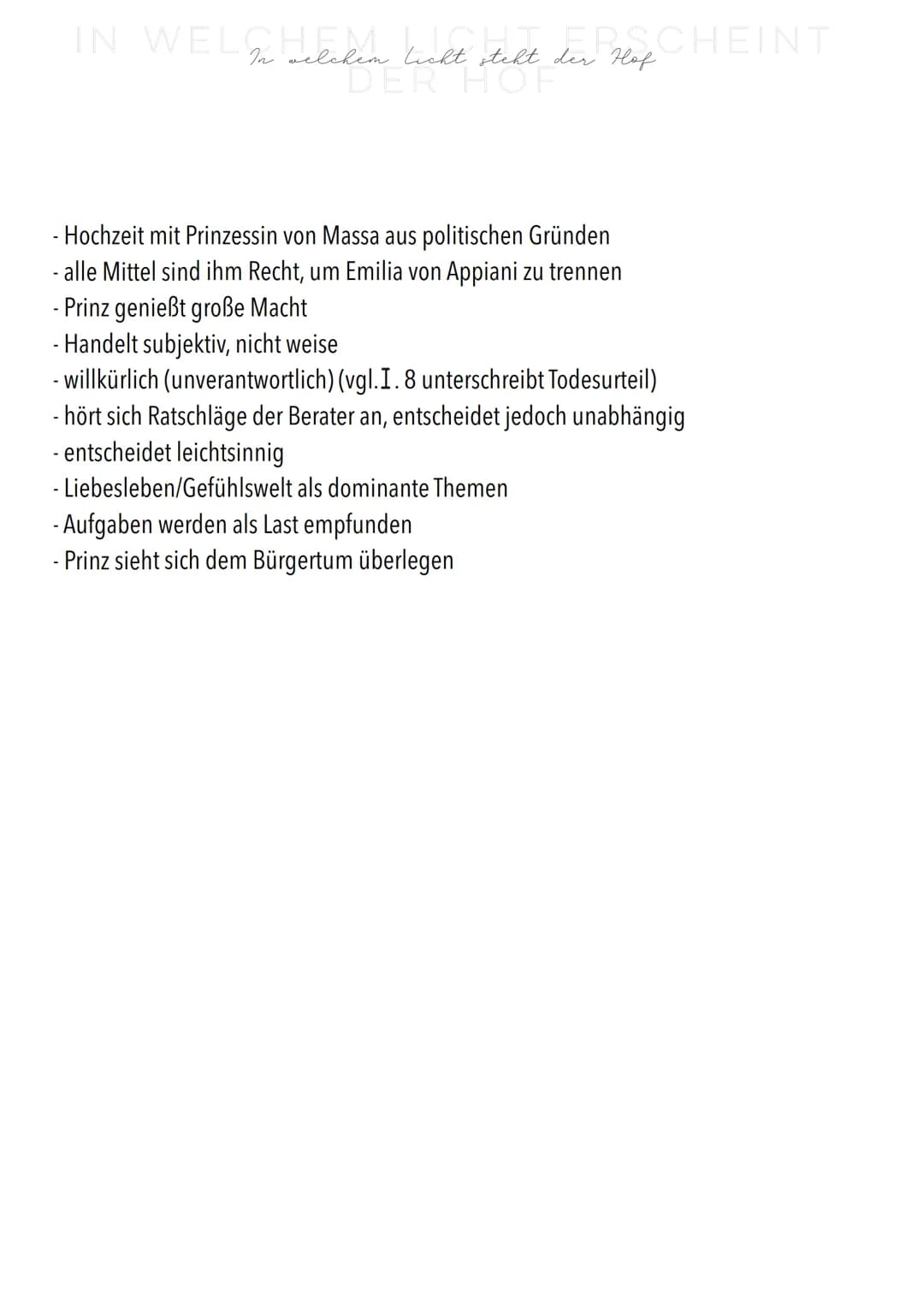 8
EMILIA GALOTTI
GRAF APPIANI
Wollen heiraten
FIGUREN
Eltern von
Verliebt in
♡
Frühere Geliebte
GRAFIN ORSINA
da
CLAUDIA
Bervorzugt Prinz
PR